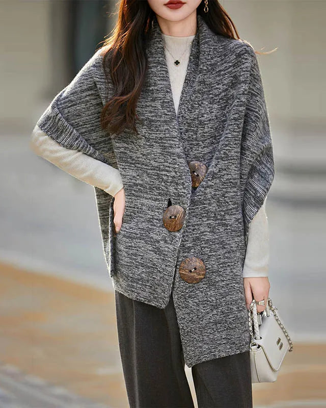 Merino Wool Solid Knit Shawl Scarf