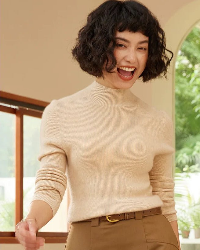 Cashmere Turtleneck Pullover Slim-Fit Knit Sweater