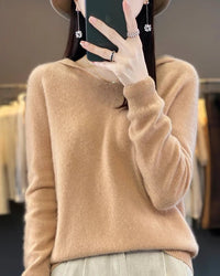 Soft Wool Knit Hooded Pullover Sweater