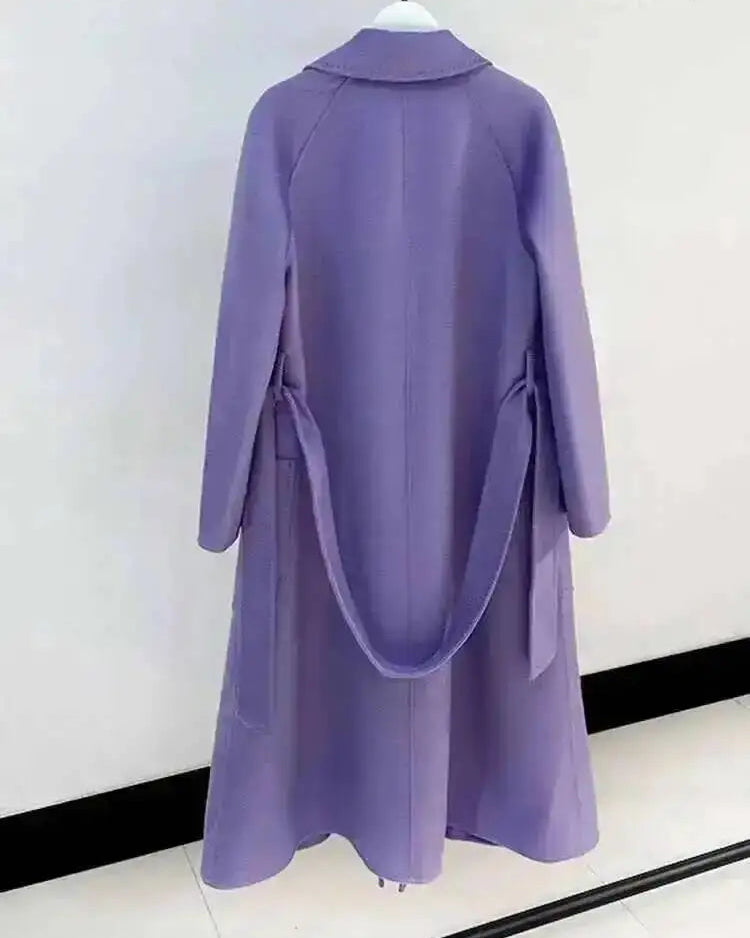 Belted Wool-Blend Wrap Coat