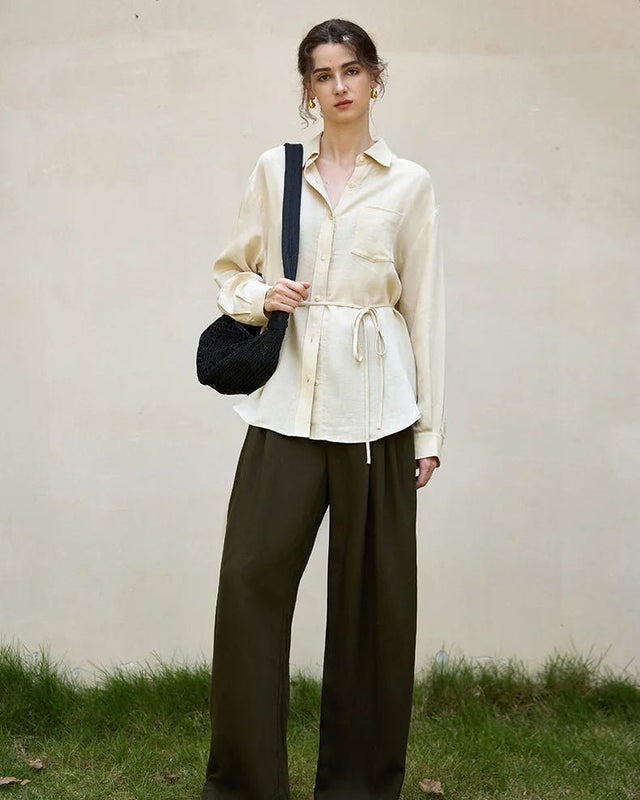 Elegant Lapel Single-Breasted Ol Shirt