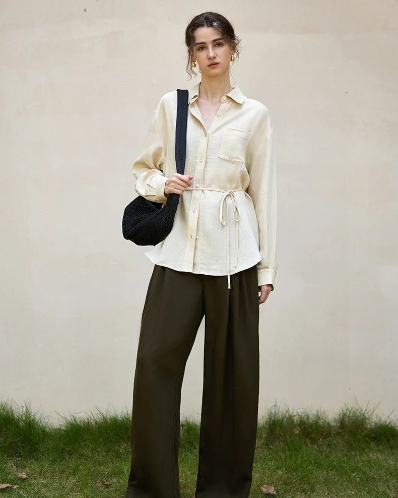 Elegant Lapel Single-Breasted Ol Shirt