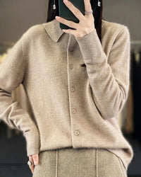 Mink Cashmere Polo Cardigan