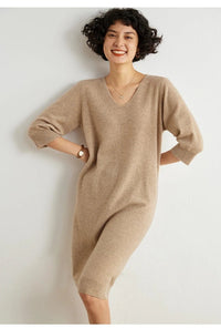 Cashmere Half Sleeve Sweater Dress