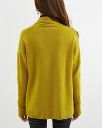 Merino Wool Solid Scarf Collar Loose Knit Cardigan