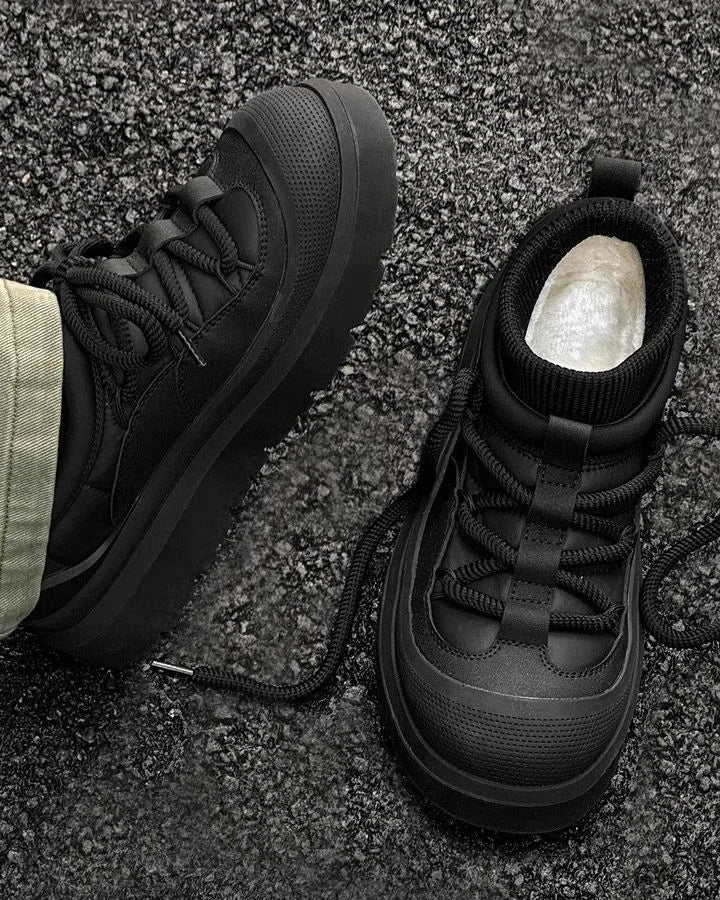 Fur-Lined Lace-Up Snow Boots