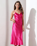 Satin V-Neck Long Slip Nightgown
