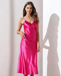 Satin V-Neck Long Slip Nightgown