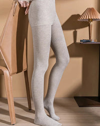 Ribbed Knit Wool Blend Tights