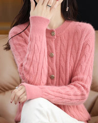 Mink Cashmere Cable Knit Cardigan