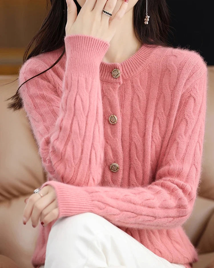 Mink Cashmere Cable Knit Cardigan