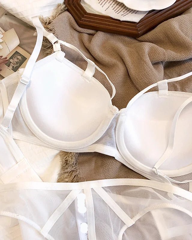 Classic Bandage Lace Cutout Push-Up Bra Set