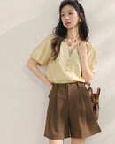 High-Waisted A-Line Straight Leg Shorts