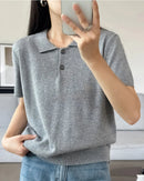 Cotton-Collared Short-Sleeved T-Shirt