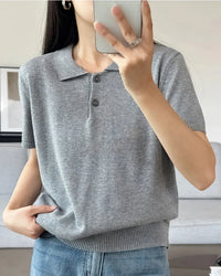 Cotton-Collared Short-Sleeved T-Shirt