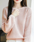 Pure Cotton Openwork Long-Sleeve T-Shirt