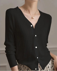 Lace Trim V-Neck Knit Cardigan