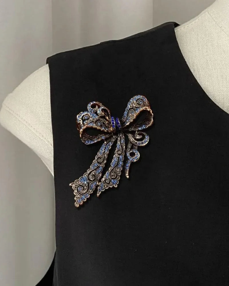 Baroque Rhinestone Bow Brooch