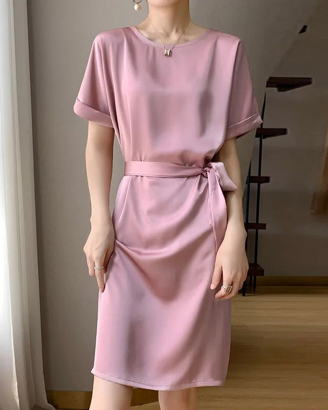 Acetate Silk Drape Satin Dress