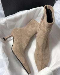 Stylish Pointed-Toe Side Zipper Sock Boots