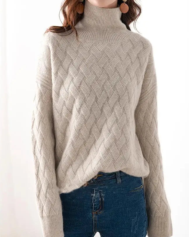 Slouchy Turtleneck Wool Sweater