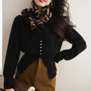 Round-Neck Short Knitted Cardigan