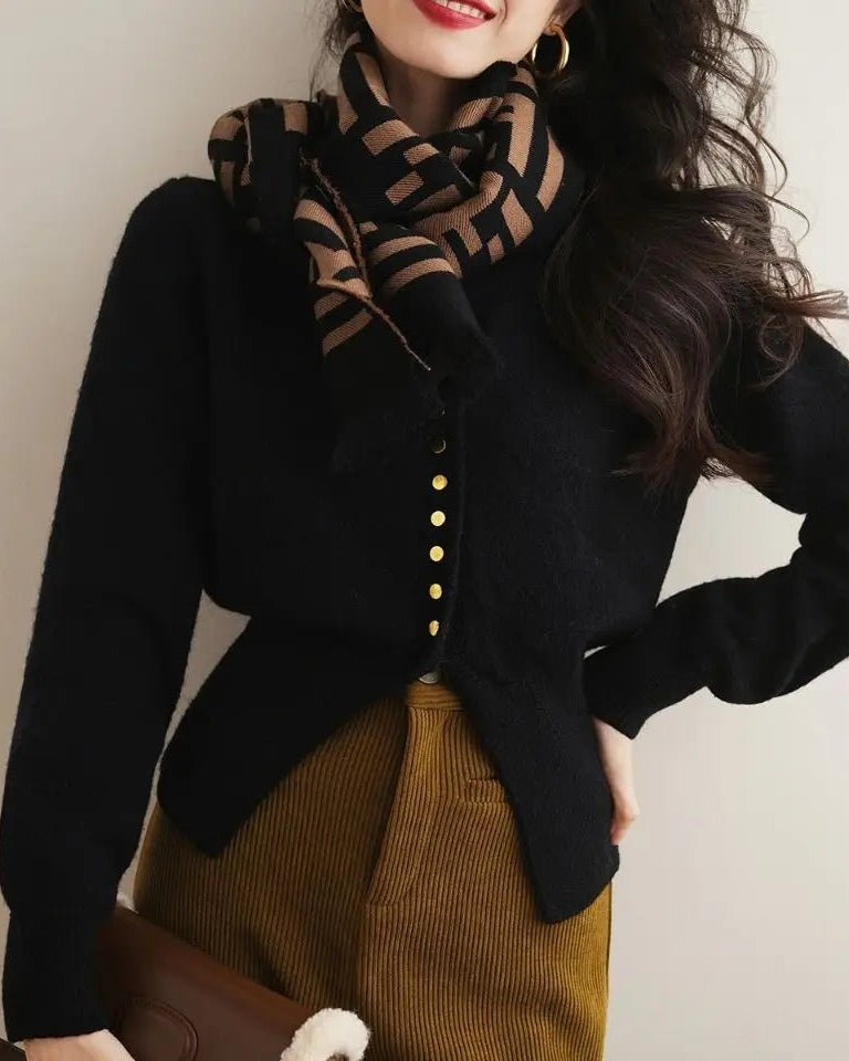 Round-Neck Short Knitted Cardigan