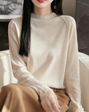 Loose-Fit Crew Neck Long-Sleeve Knitted Pullover