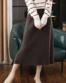 Pure Cashmere Slim Knit Midi Skirt