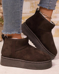 Flannel Slip-On Snow Ankle Boots