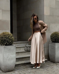 Elegant Satin High Waist Maxi Skirt