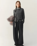 High-Neck Wool Button Cardigan