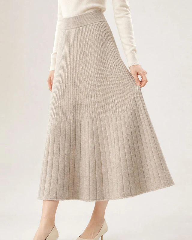 Cable-Knit Cashmere Midi Skirt