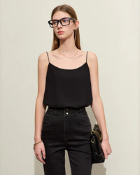 Chiffon Halter-Neck Straight-Cut Tank Top