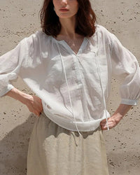 New V-Neck Drawstring Lightweight Shirt