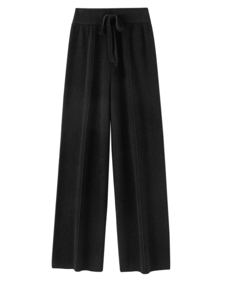 Merino Wool Lace-Up Wide-Leg Trousers