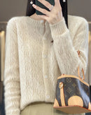 Thick Button-Front Merino Wool Cardigan