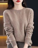 Merino Wool O-Neck Knit Sweater