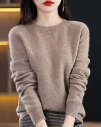 Merino Wool O-Neck Knit Sweater