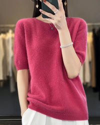Extrafine Merino Wool Short-Sleeve Sweater