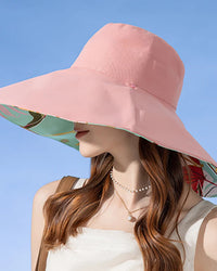 100% Cotton Floral Double-Sided Wide-Brim Bucket Hat