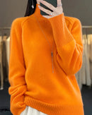 Raglan Merino Wool Mock Neck Sweater
