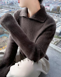 Thick Merino Wool Zip Turtleneck Sweater