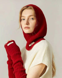 Wool balaclava beanie — a cozy knit hat with full head and neck coverage, perfect for winter outdoor wear.