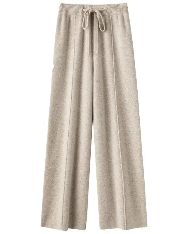 Cotton Wool Wide-Leg Knit Pants