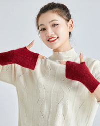 Soft Knit Wrist Warmers Thumb-Hole Mittens