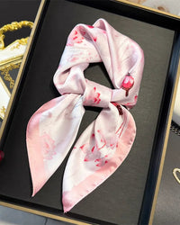 Floral Print Satin Square Scarf