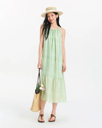 Draped A-Line Sleeveless Maxi Dress
