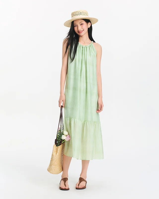 Draped A-Line Sleeveless Maxi Dress