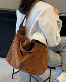 Vintage Suede Shoulder Tote Bag